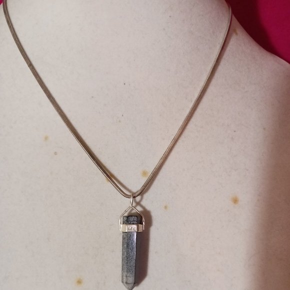 90s Vintage Sterling Silver Black Cloud Onyx Pendant Necklace - Picture 7 of 12